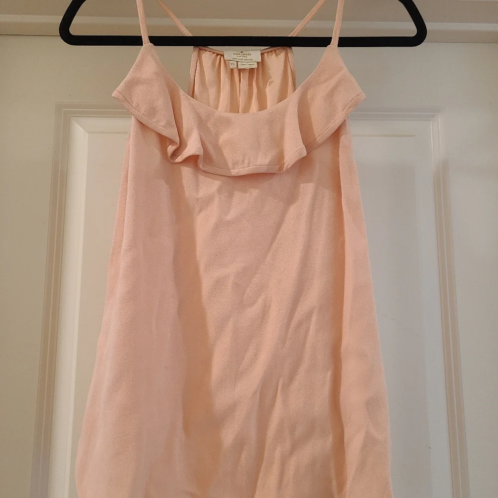 Kate Spade Baby Pink Spaghetti Strap Ruffled Camisole tank top blouse size XS